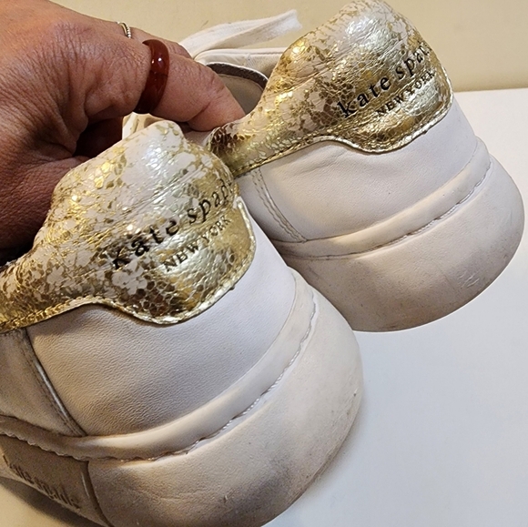 Kate Spade  ♠️ New York women's White Leather Casual lace-up Sneaker 9B - Picture 4 of 14